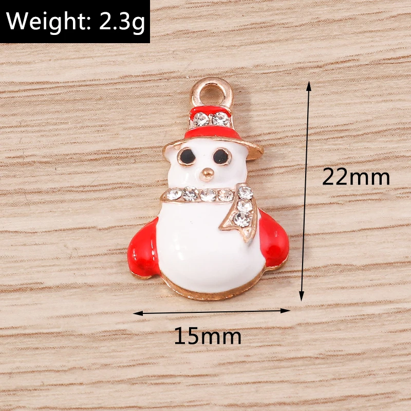 10 Stück Niedliche Emaille-Weihnachtsanhänger mit Schneemann, Weihnachtsmann und Baum für Schmuckherstellung, Ohrringe, Halsketten, DIY-Bastelbedarf – Detail 11