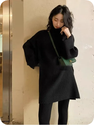 

plus Size Lazy Sle High Collar Knitted Sweater Women's Loose Long Slimming Dr Cover Belly Casual Comfortable Winter Clothes