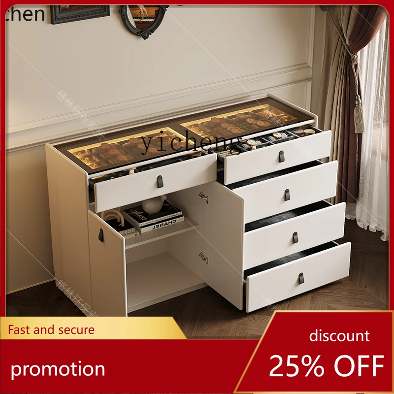 

HXL Chest of Drawers Bedroom Solid Wood Cream Style Wall-Mounted Dressing Bedside Cabinet