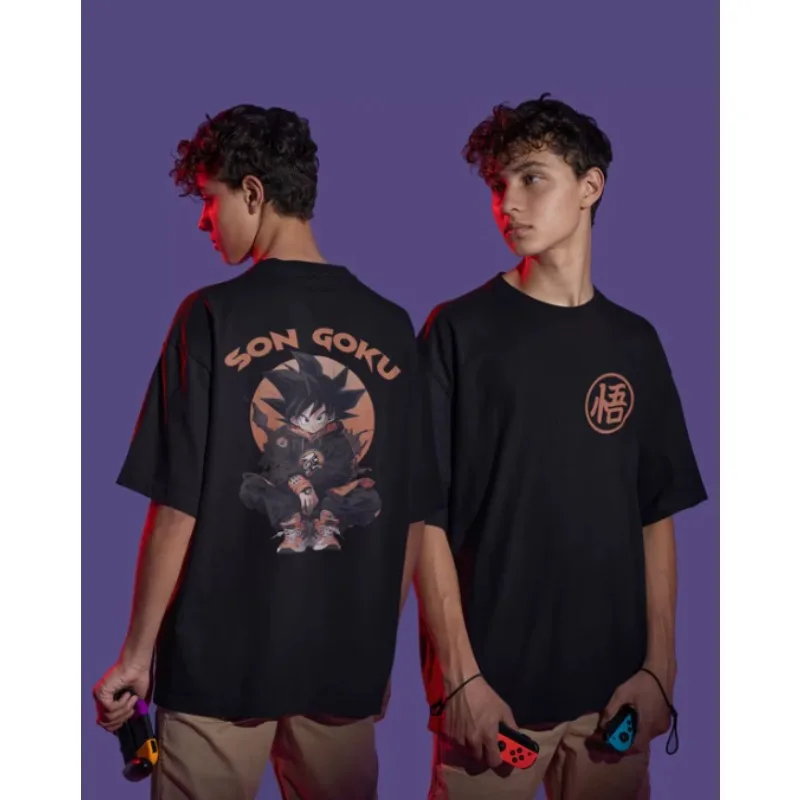 

Dragon Ball Men's Loose Version Cotton T-Shirt Streetwear Anime Printing Casual Summer ins super fire fashion breathable