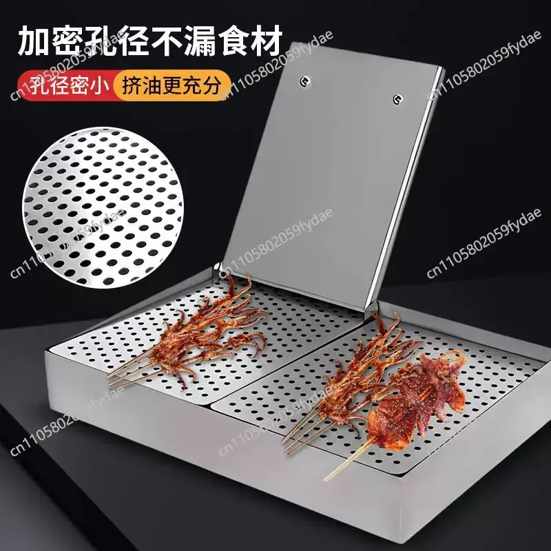 Deep-Fried Skewer Oil Squeezer Oil-Controlling and Draining Tool Board Stainless Steel Thickened Pressing Oil Remover
