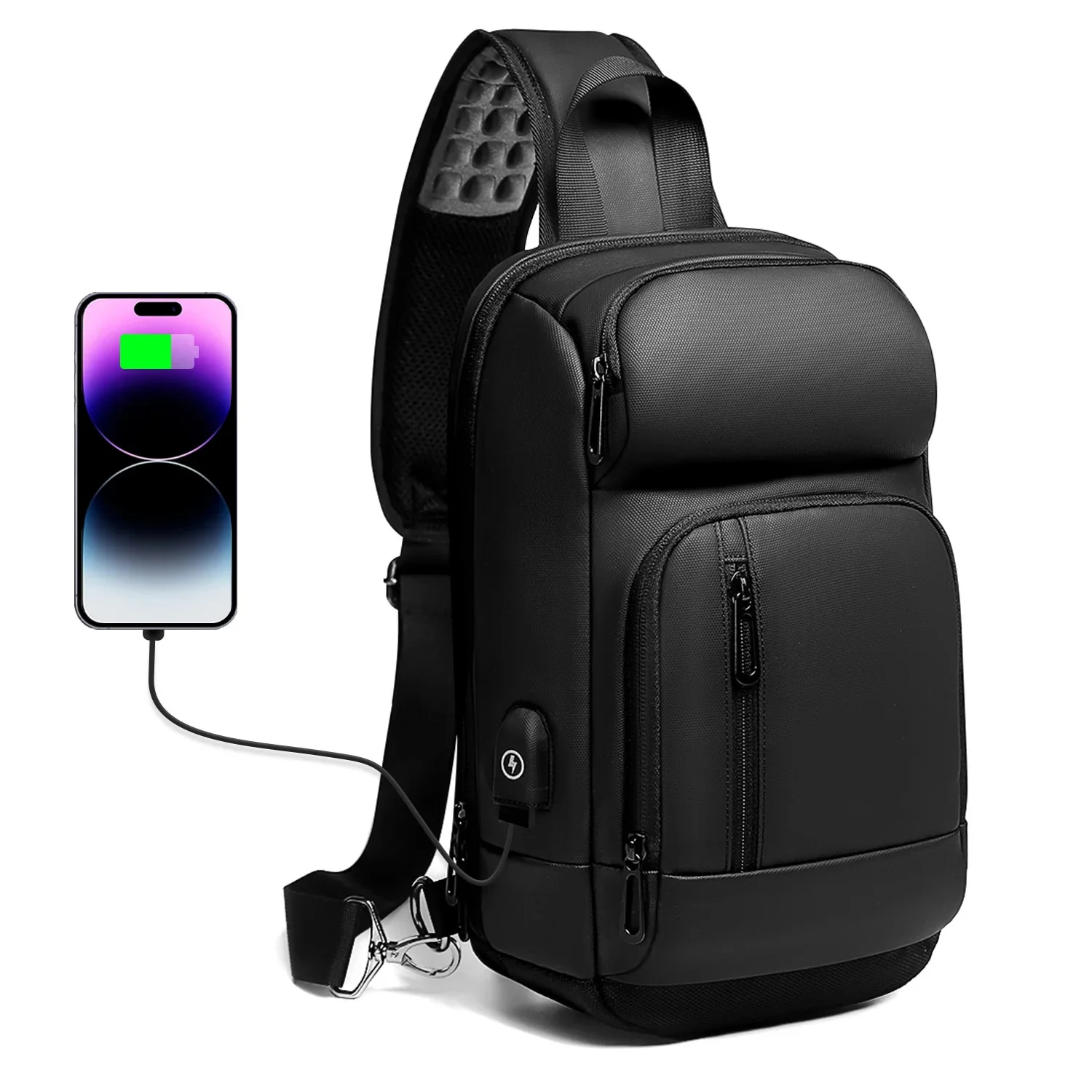 Eurcool-Bolso de hombro cruzado impermeable para hombre, de pecho con carga USB bandolera, Ipad de 9,7 pulgadas, regalo para marido