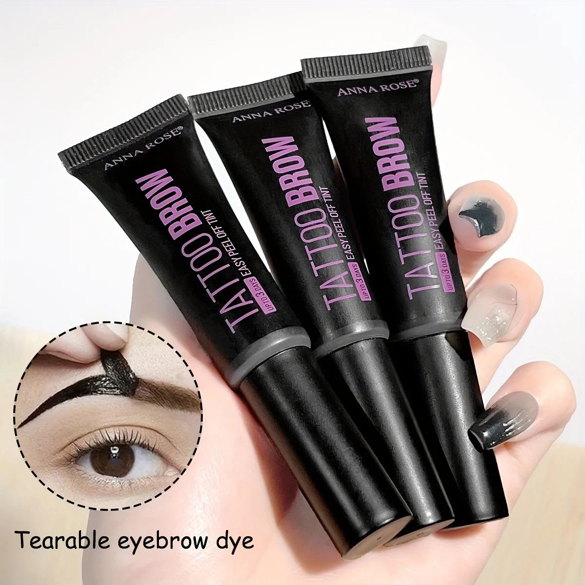 Professional Eyebrow Enhancers ครีมผู้หญิงธรรมชาติ Liquid Dyeing Eyebrow Set Brow Tattoo สีติดทนนานกันน้ํา Eyebrow Gel
