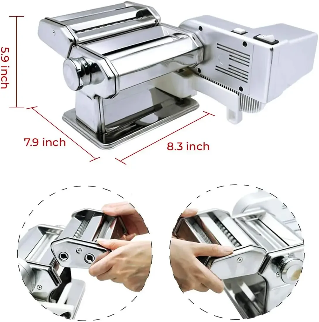 Electric Pasta Maker with Motor Automatic Pasta Machine with Hand Crank