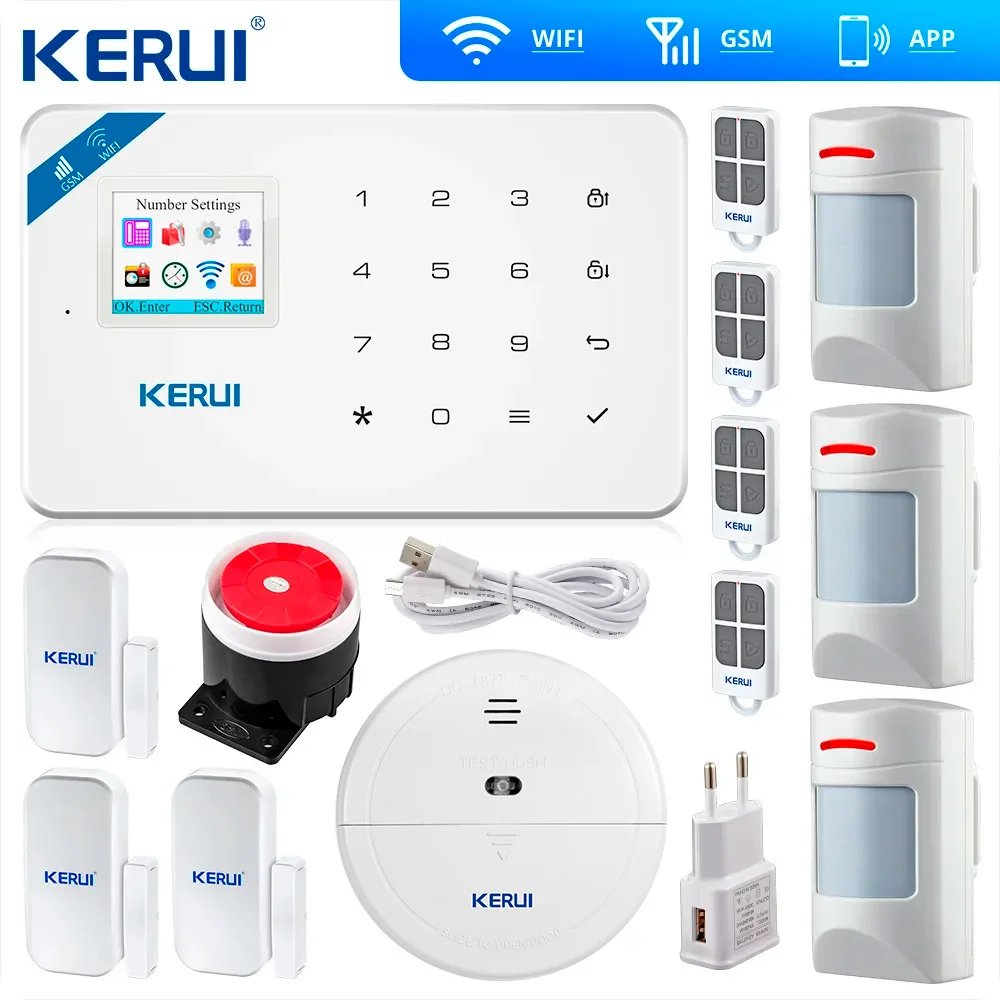 

Kerui W181 Tuya Wi-Fi GSM сигнализация IOS Android APP Управление GSM SMS Wi-Fi Домашняя охранная сигнализация Механизм иммунитета домашних животных Движение домашних животных