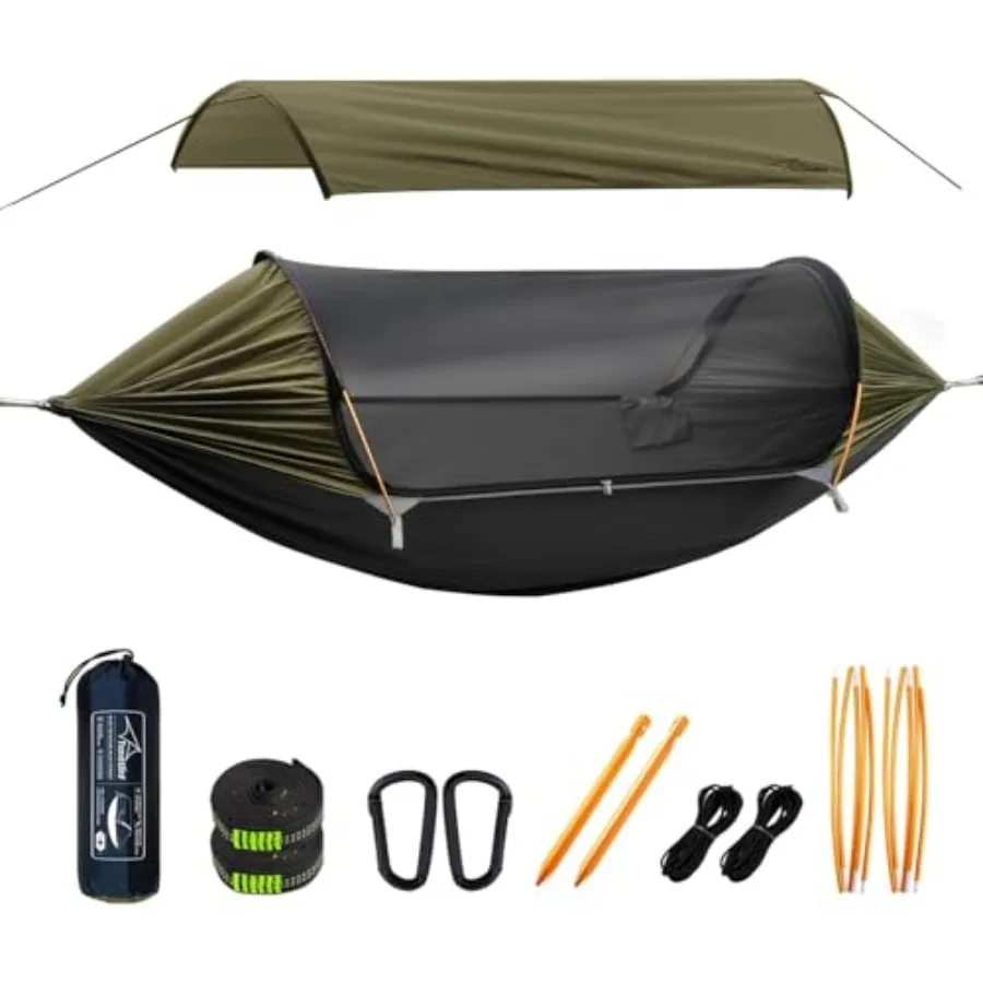

Палатка-гамак для кемпинга с москитной сеткой и съемным солнцезащитным тентом, 4-в-1, легкий подвесной гамак с ремнями для деревьев, качели