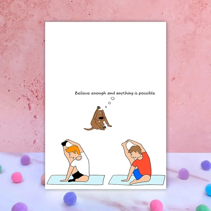 1 fun birthday card, creative yoga patterns, the best gift for friends in the family.