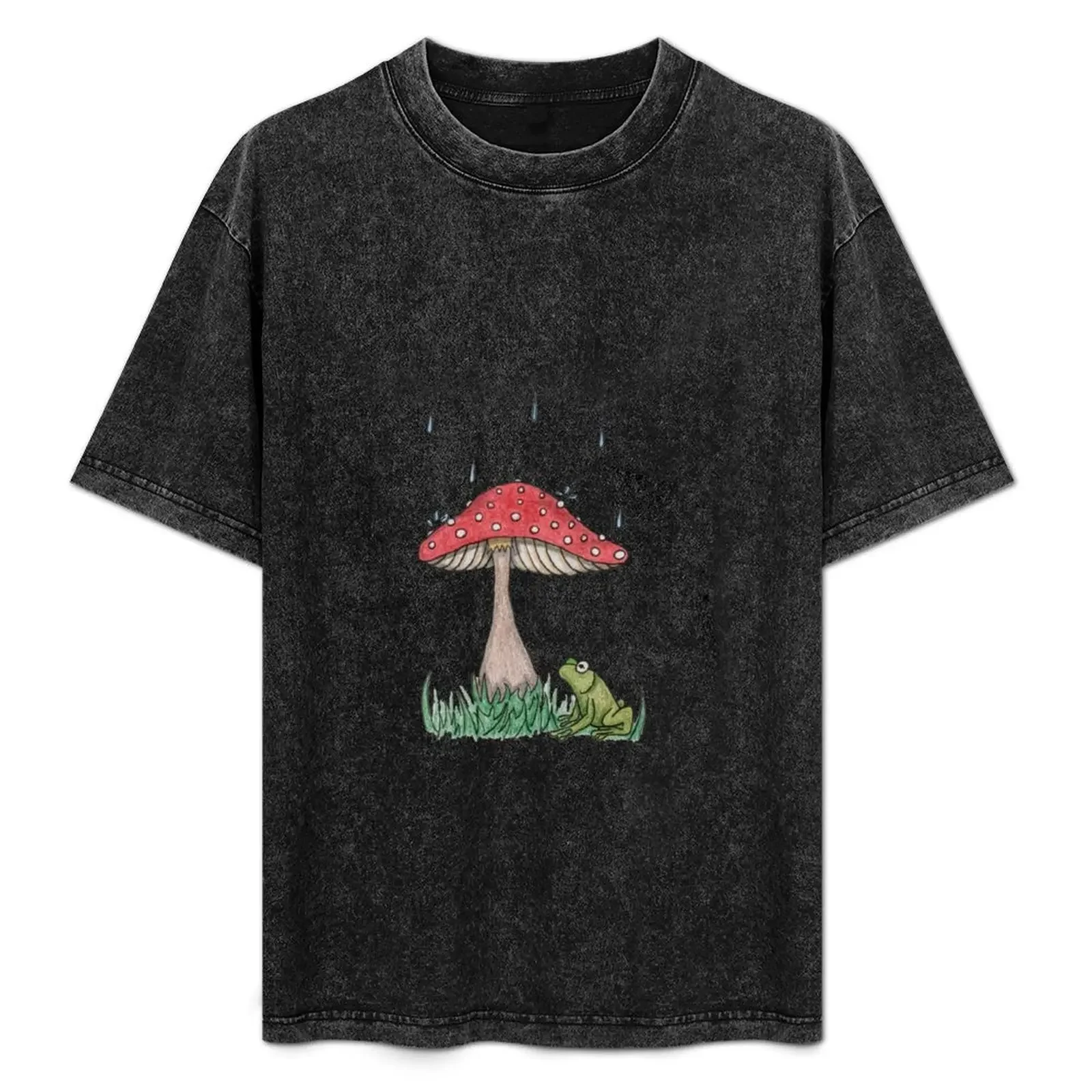 

little frog with mushroom umbrella T-Shirt blacks valentines clothes blue lock mens graphic t-shirts anime