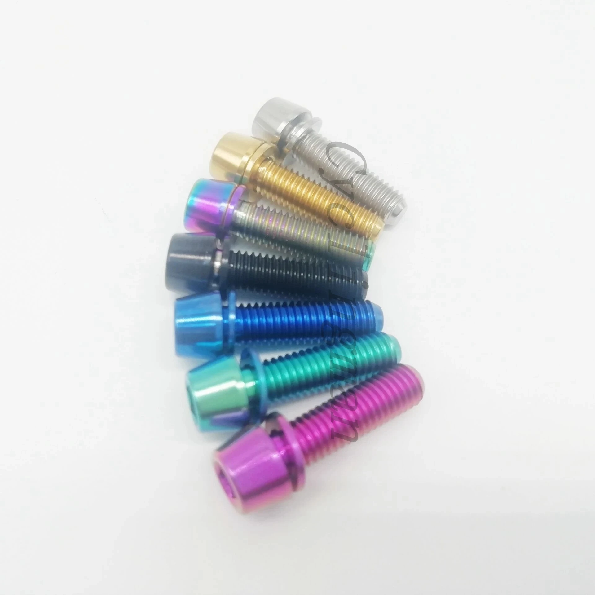 6Pcs Titanium Ti M5x18mm Allen Hex Tapered Head Bolts With Washer Screw For Bicycle Stem