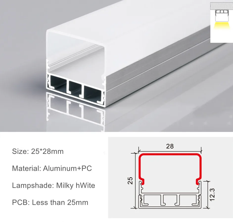 Tubo profilo in alluminio luce a Led lampada a sospensione montata su superficie luce lineare semplice barra dura luce negozio di ufficio