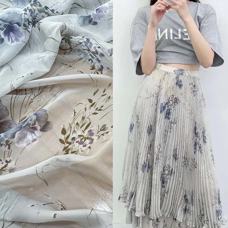 2022 Early Spring New High Cold Gray West Phalaenopsis Chiffon Soft Drape Skirt Clothing Shirt Cloth Fabric Silk Crepe Fabric