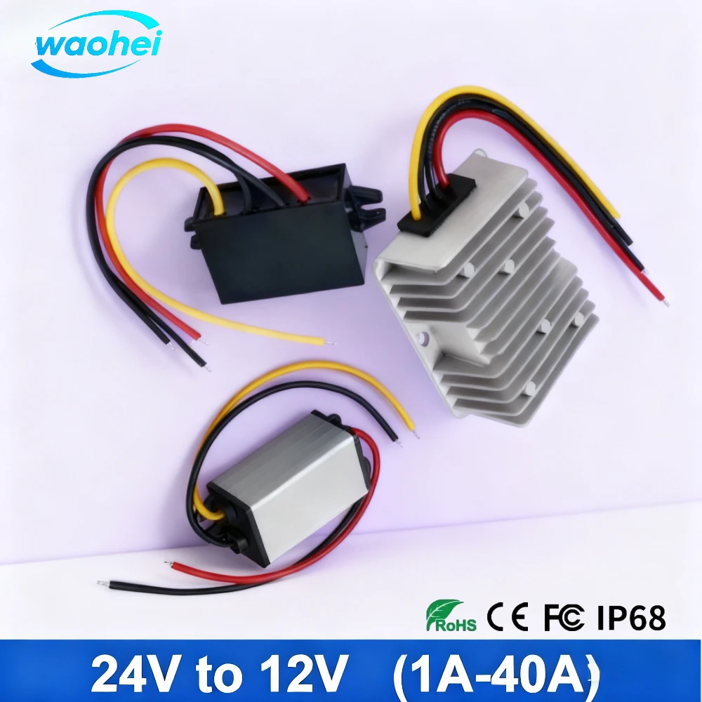 24V to 12V 1A to 40A DC DC Converter Step Down Stabilizer Voltage Buck Regulator Transformer 24 Volt to 12 Volt Certificated UL