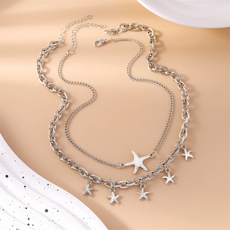 

2025 New Korean style Necklace for Women Gothic Chain Choker Starfish Tassel Pendant Necklace DIY Jewelry Decoration Girls Gift
