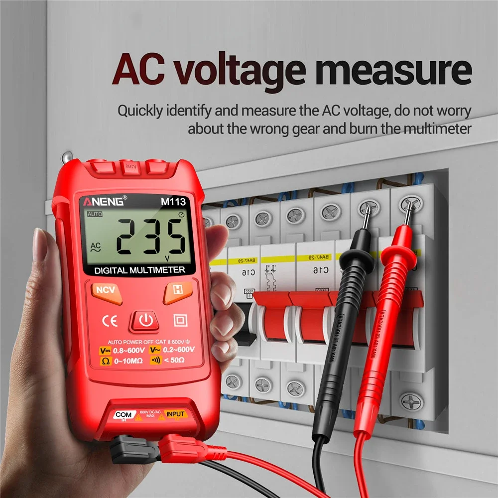 M113 Mini Digital Multimeter 600V AC/DC Voltage Meter Multimetro Ohm NCV Electricity Tools 1999 Counts Multimeter with buzzer