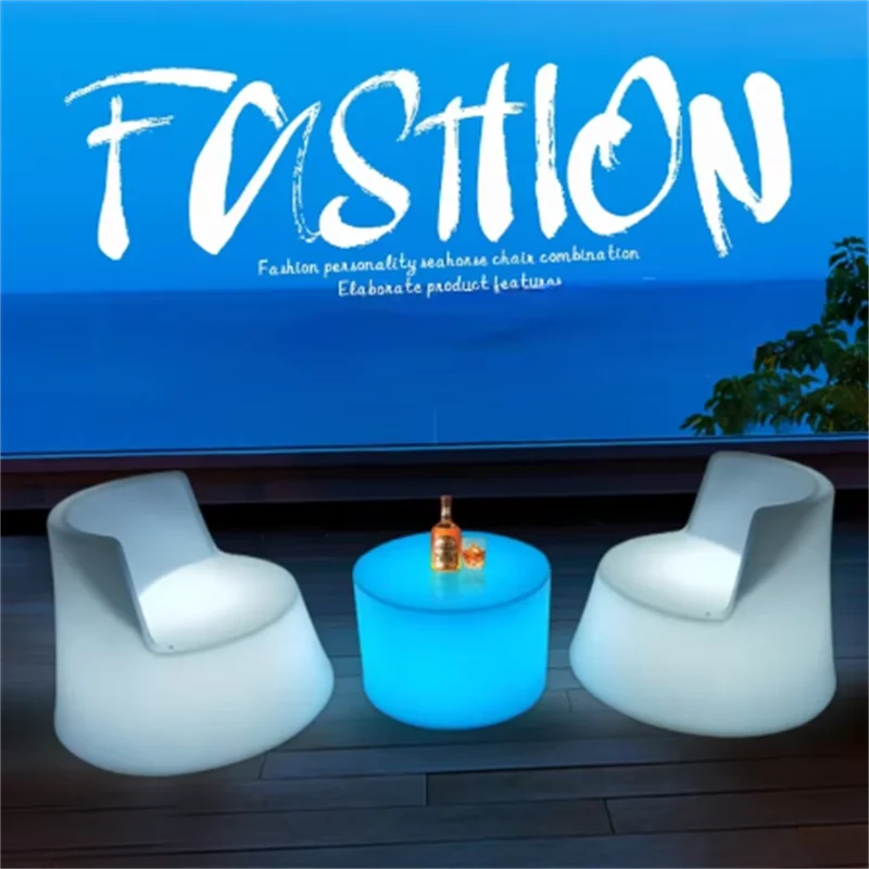 Hot sale Led Light Bar Table And Chairs Outdoor Waterproof Combination Furniture Round Coffee Table Sofa Stool