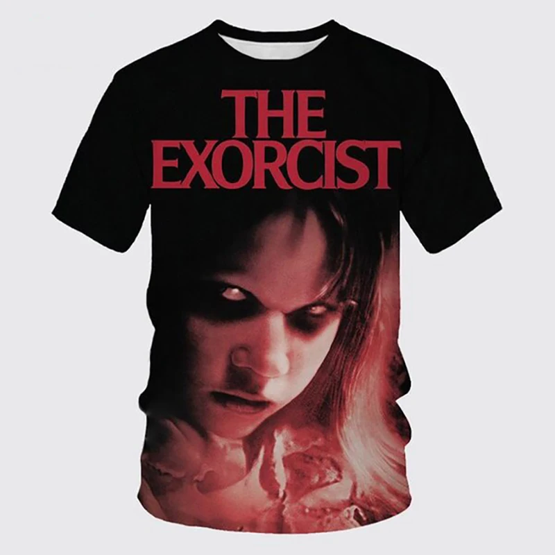 Summer The Exorcist T-Shirts Horror 3D Print Streetwear Men Women Fashion Oversized Short Sleeve T Shirt Kids Tees Tops Clothing