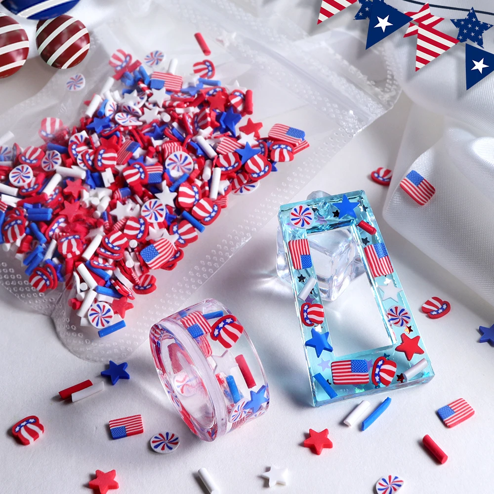 Art And Craft Independence Day - 10g Red Blue White Stars Epoxy