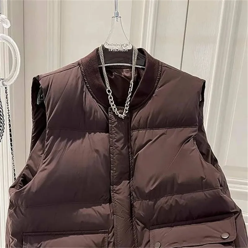 

Autumn Winter New Down Cotton Vest Women Fashion Stand Collar Thick Warm Sleeveless Jacket Female Casual Waistcoat tide W1141