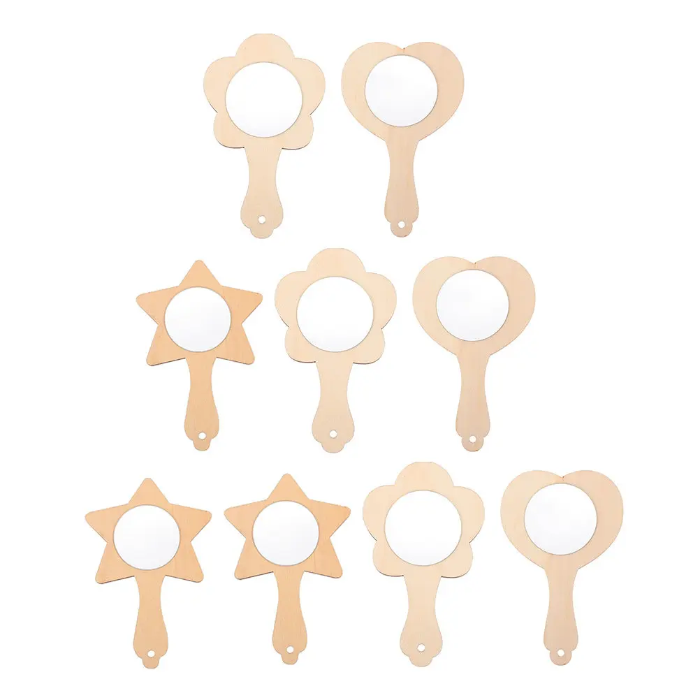 

Набор из 9 деревянных зеркал-заготовок для росписи, развивающие поделки для детей, материалы для творчества, развитие мелкой моторики