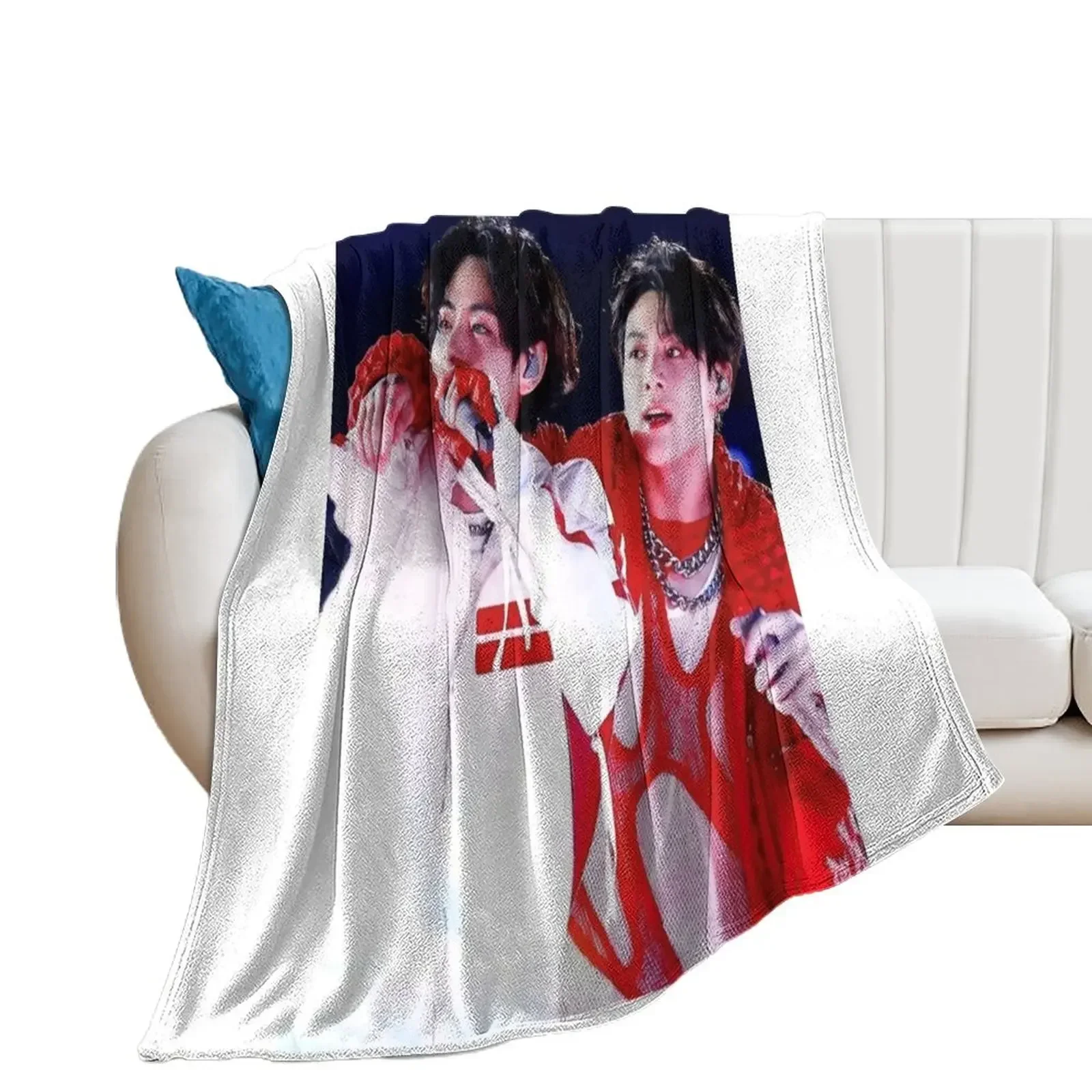 

taekook ptd stage red outfit photo Throw Blanket Winter beds christmas gifts Loose Sofa Throw Blankets