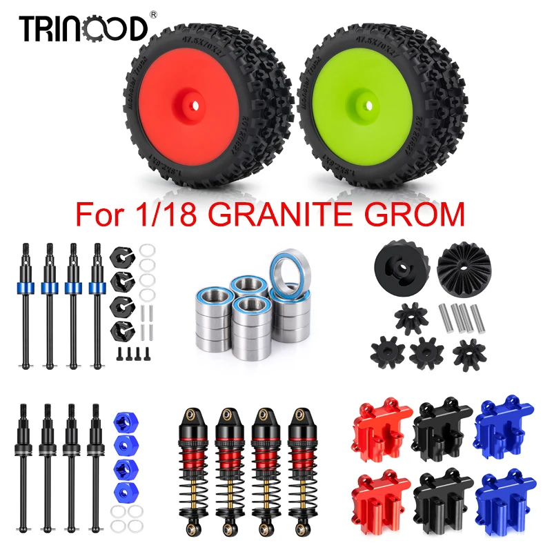 

TRINOOD RC Car Shock Absorber Ball Bearing Tires Wheel Front Rear Diff Cover Gearbox Cover Drive Shaft CVD For 1/18 Granite Grom