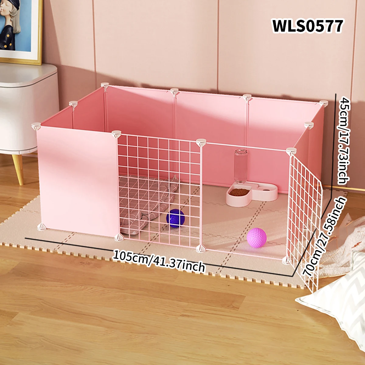 Multifunctional Pet Enclosure, Indoor Dog Isolation Fence, Freely Combinable Dog Cage with Toilet Area, Household Protective Barrier for Rabbits and Kittens