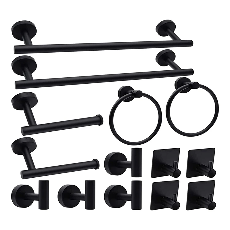 

AB47-14-комплект матовых черных аксессуаров для ванной комнаты, набор фурнитуры для ванной комнаты из нержавеющей стали, набор вешалок для банных полотенец,