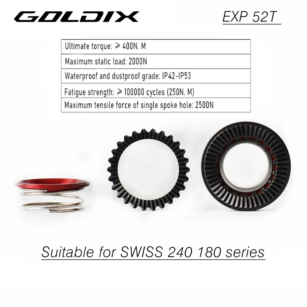 GOLDIX EXP ratchet 52T is suitable for GOLDIX  240 180 series and also for SWISS 240 180 series Bicycle Accessories