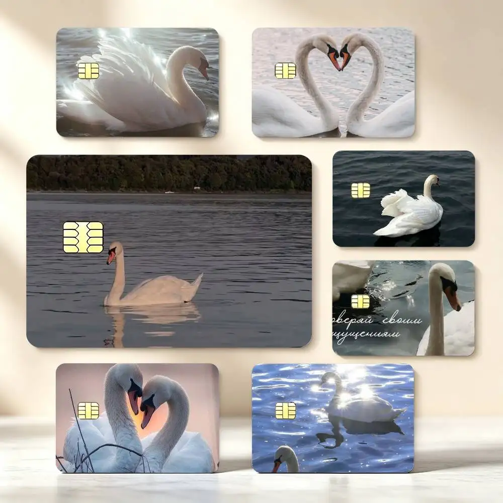 Elegant White Swan Credit Card Stickers Skin For Bank Debit Decorative Protection Scratch-resistant Gift