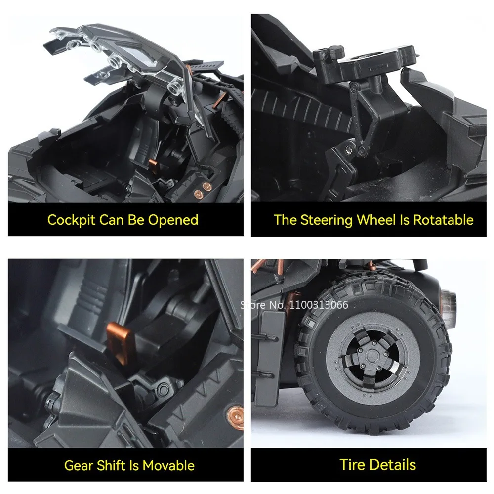 1:24 Batmobile سبيكة سيارات لعب دييكاست نماذج عجلة امتصاص الصدمات مع ضوء الصوت نموذج مصغر لمجموعة هدايا الطفل