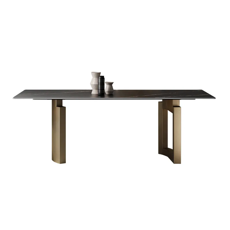 

Stainless steel modern small apartment rectangular household high-end villa dining table