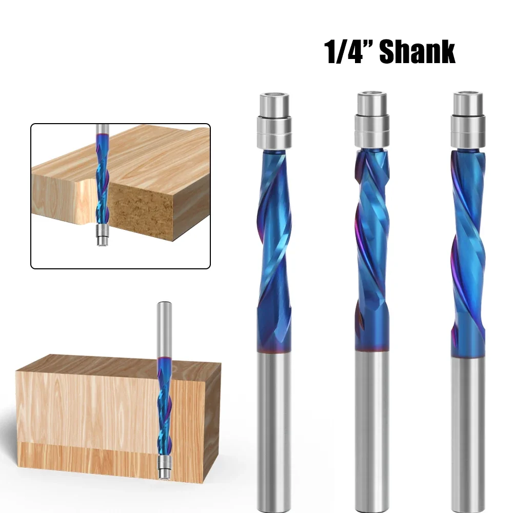 

6.35mm Shank Solid Carbide Flush Trim Router Bit Bearing Guided Two Flute End Mill Woodworking Milling Cutter Tool