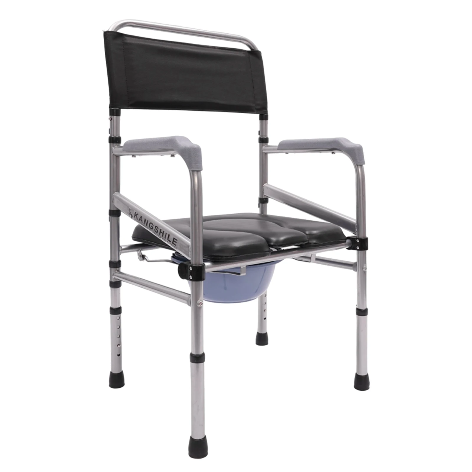 Shower Commode Wheelchair Foldable and Non-Slip Toilet  Disabled Pregnant Women Padded Seat with Arms and Backrest