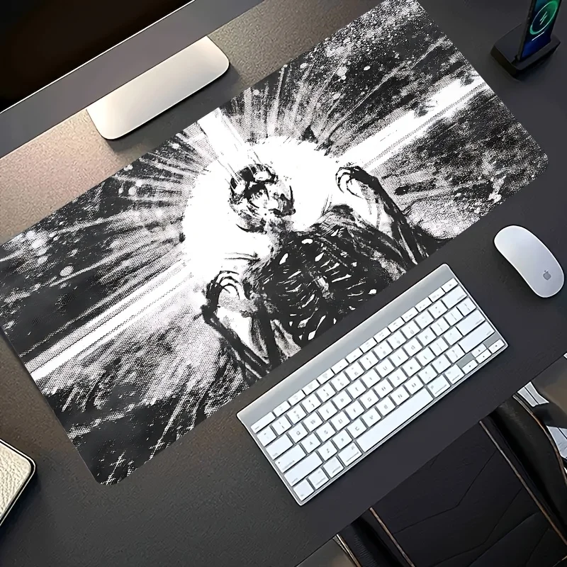 Black White Skeleton Mouse Pad Large Anti-Slip Rubber Gaming MousePad Durable Suitable for Office and Gaming Desk Mats