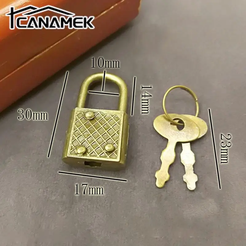 1set Mini Retro Padlock for Notepad Diary Small Luggage Box Lock With Keys Zinc Alloy Suitcase Locker Hardware