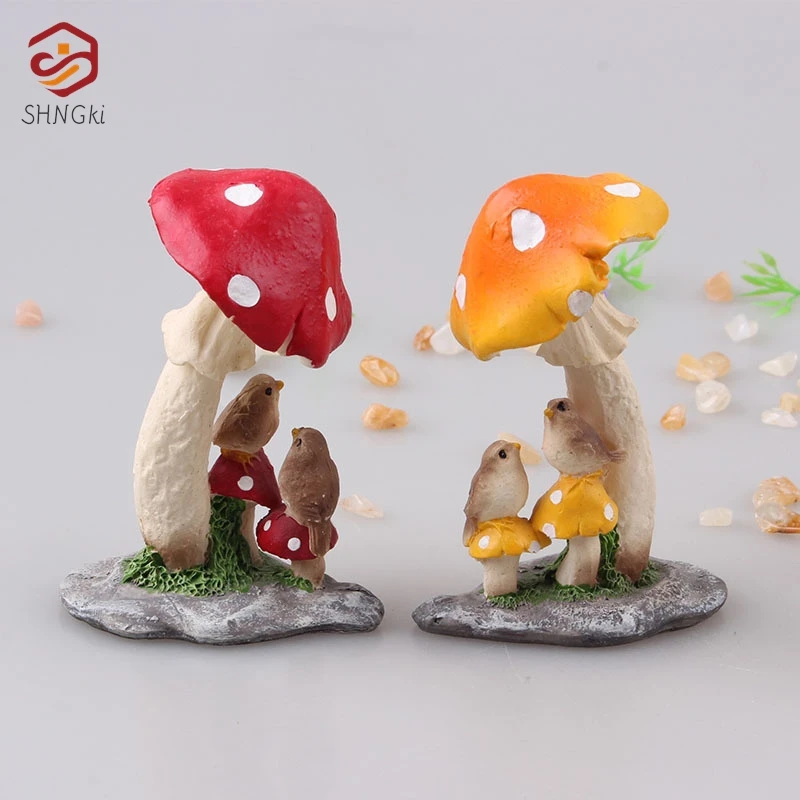 Simulation Mushroom Miniatures Fairy Garden Moss Terrarium Resin Crafts Decorations Garden Artificial Bonsai Landscape Ornament