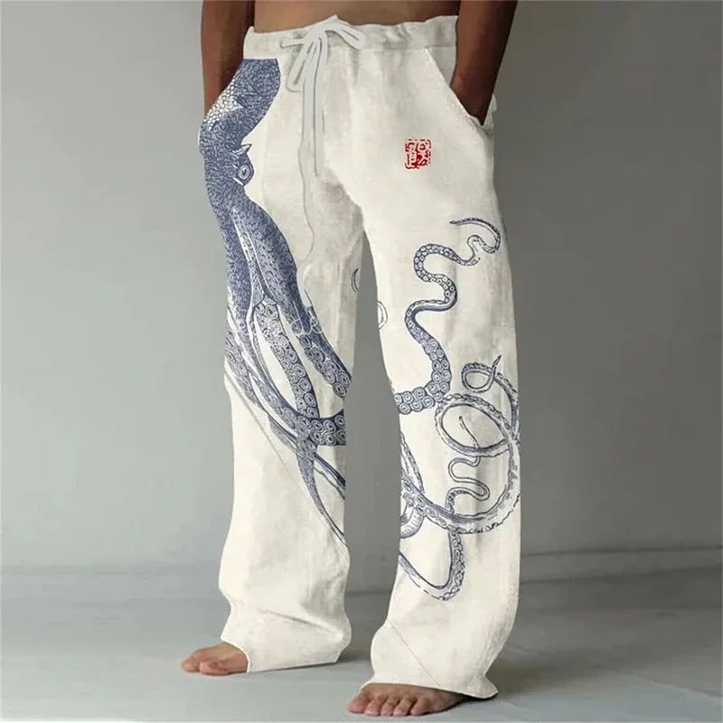 Men's Casual Pants Shark A 3d Printed men's New Winter Pants Fashion men's Loose Casual Pocket Pull Rope Sports Pants