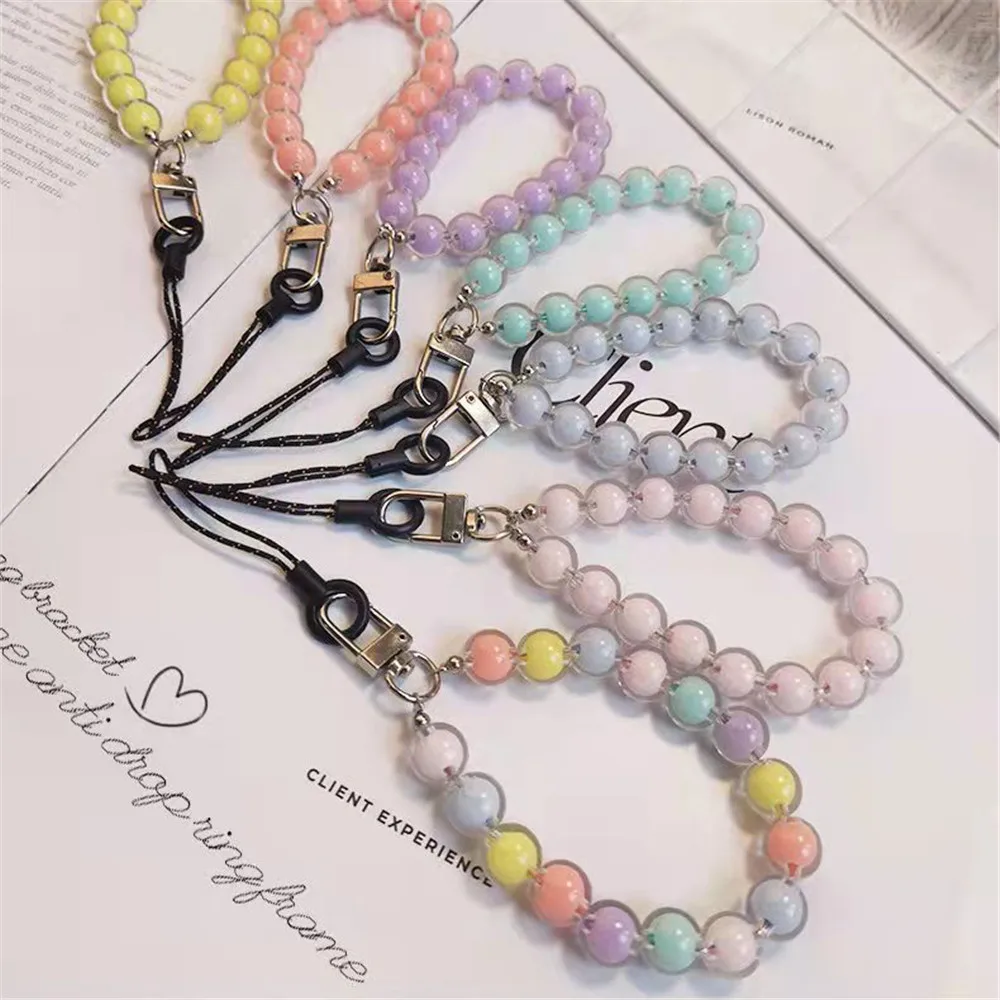 Trendy Beads Mobile Phone Chain Women Girls Cellphone Strap Anti-Lost Lanyard Hanging Cord Jewelry Bracelet Keychain Bag Pendant