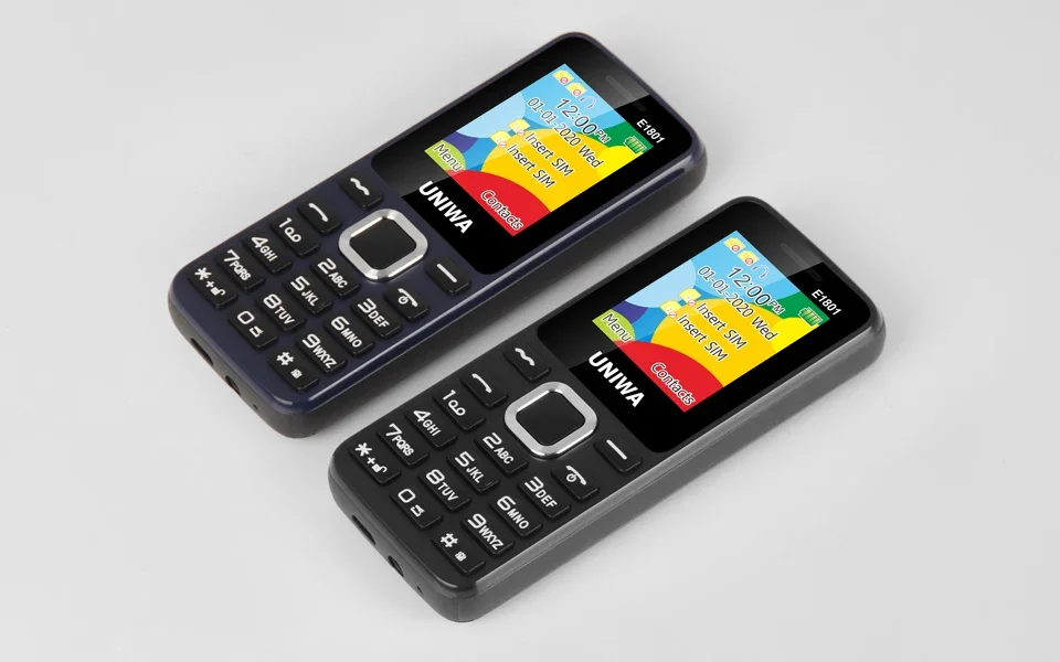 UNIWA E1801 Feature Phone with 1.77 Inch Display 800mAh Battery Dual SIM FM Radio Cell Phone for Elder Man Support TF Expansion