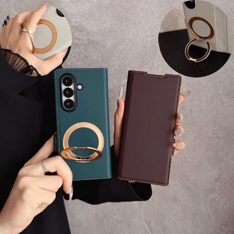 

Для магнитной беспроводной зарядки Magsafe 360° ° Чехол-кошелек с поворотным кронштейном и полной защитой для Samsung Z Fold 7, 6, 5, 4, 3