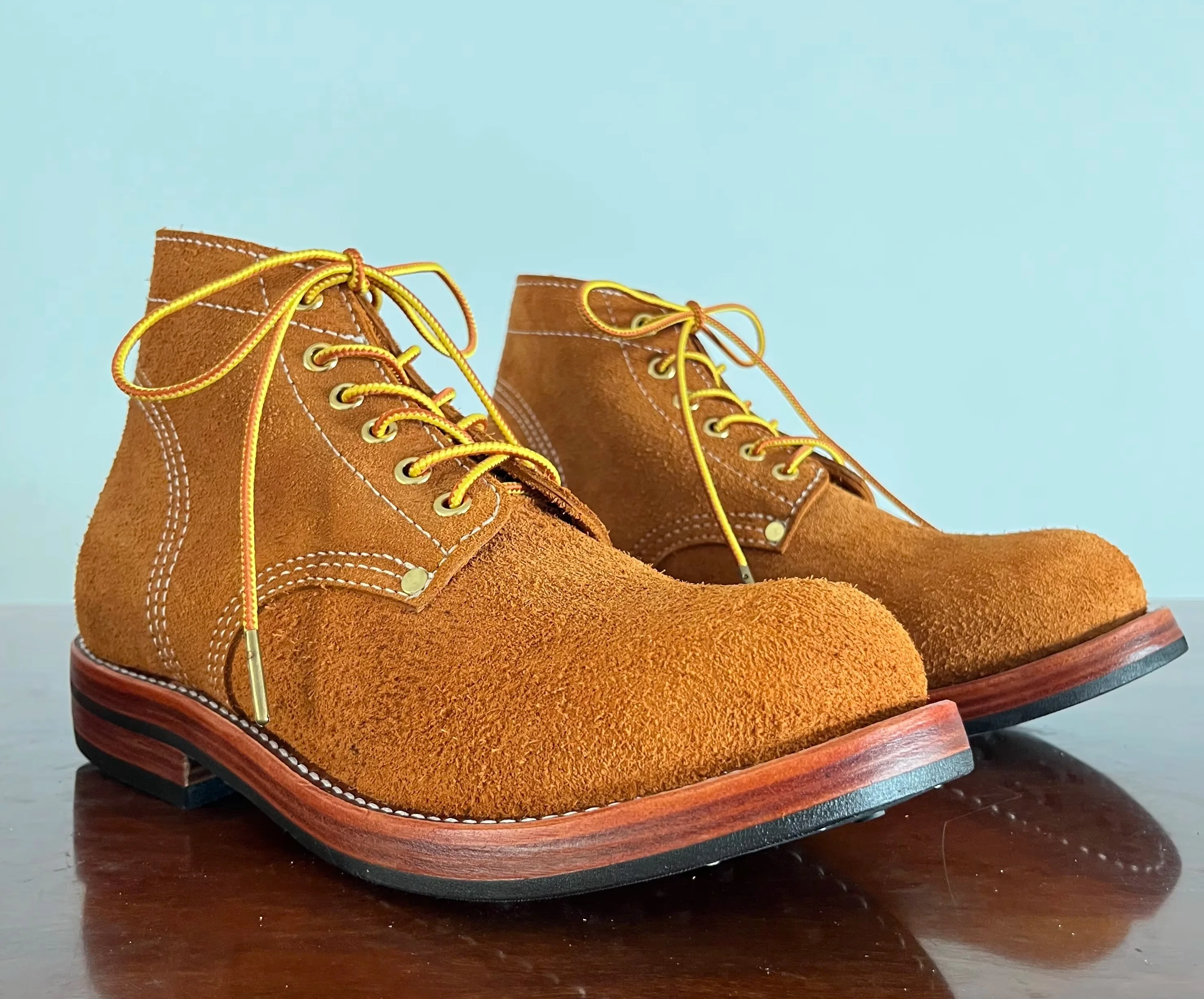 AAN3 Men Suede Chukka Ankle Boots Crepe Rubber Sole Lace‑up Vintage British Hand‑stitched Casual Desert Shoes