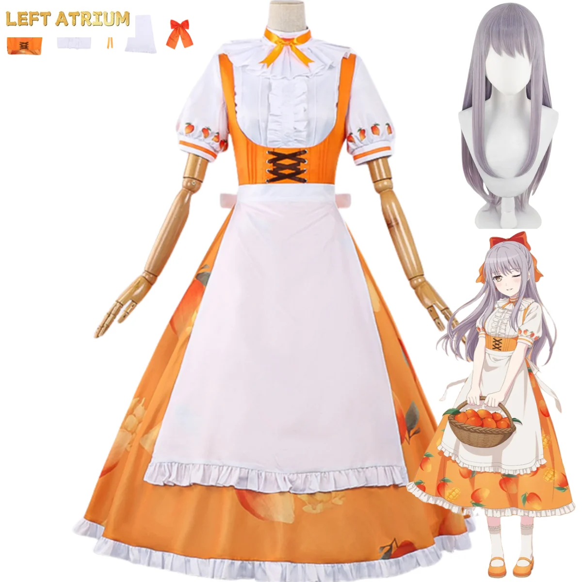 Anime BanG Dream! Disfraz de Cosplay de Yukina Minato, Vestido Lolita Paradise Dessert, Delantal, Peluca, Disfraz de Mujer para Navidad, Baile de Máscaras