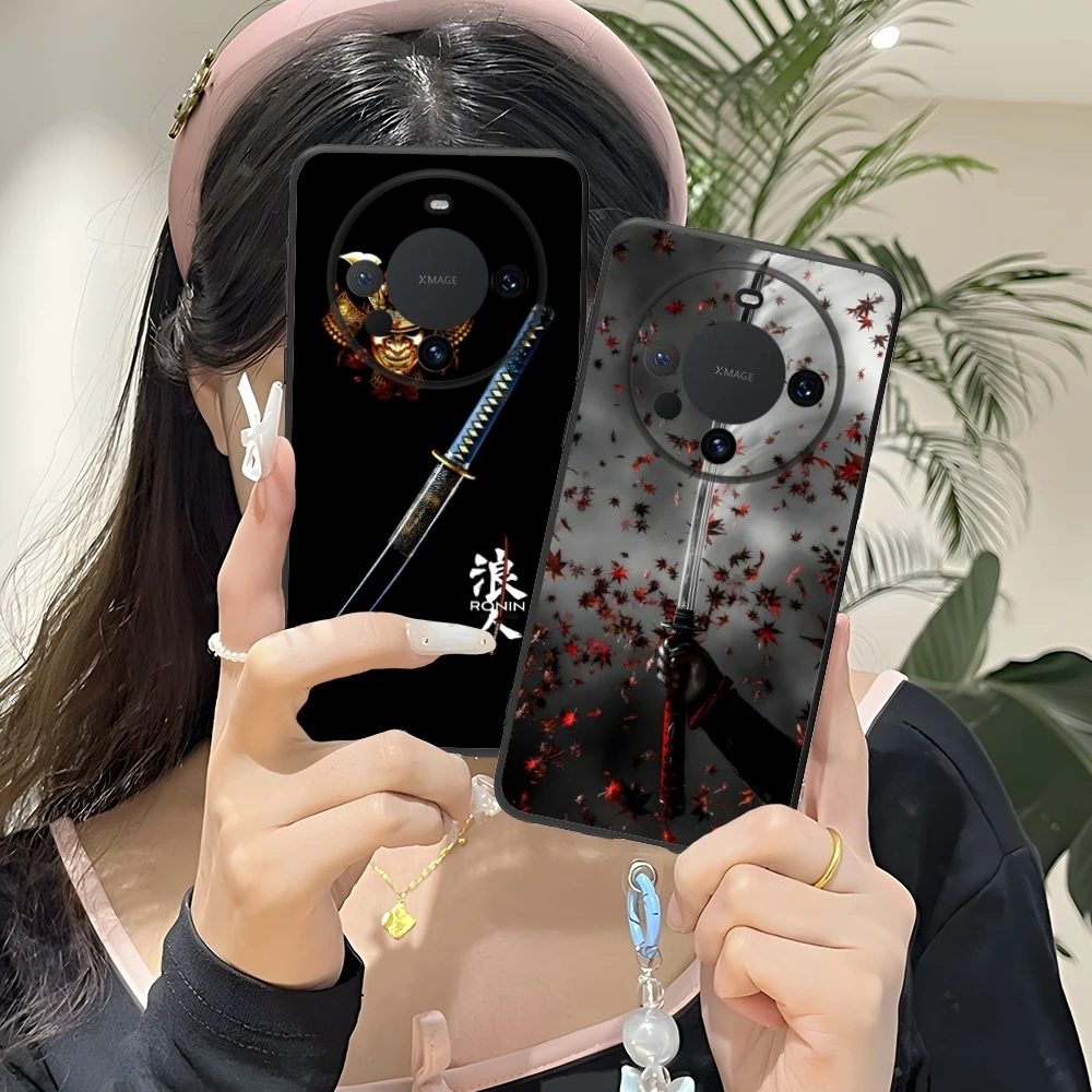 Katana Samurai Ronin Mobile Cell Phone Case for Huawei Mate 60 50 40 30 20 10 Pro Plus Lite E 5G Black Soft Phone Cover Shell