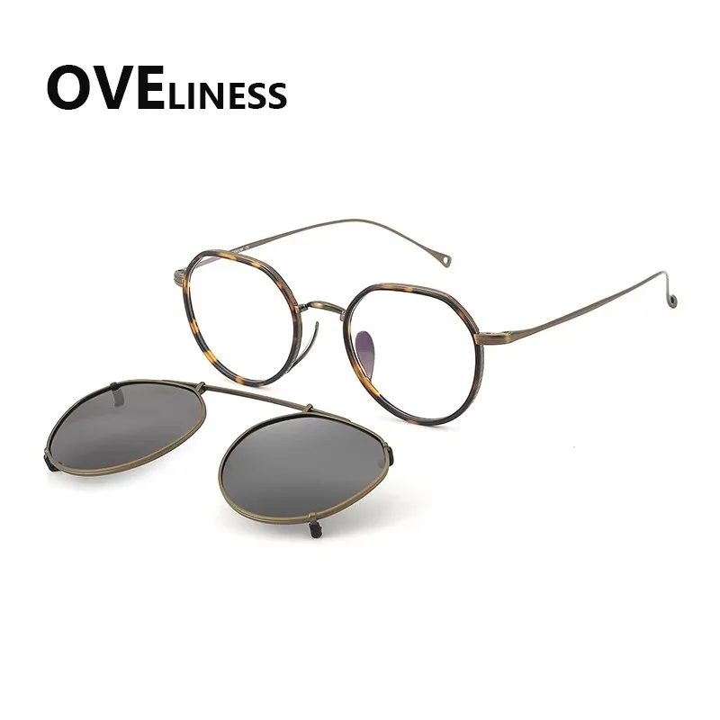 

2026 Acetate titanium square Eyeglasses frames men women Polarized Magnet Clip glasses frame sunglasses Eyewear spectacles