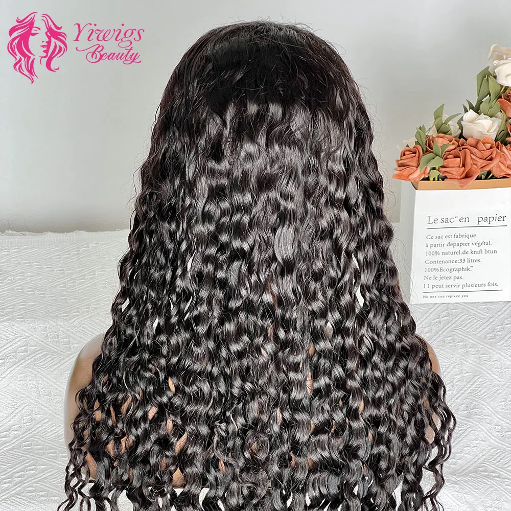 Double Drawn Water Wave Frontal Wig 13x4 Hd Lace Raw Curly Human Hair Wigs Deep Wave 28 30 Inch 4x4 Lace Front Human Hair Wig