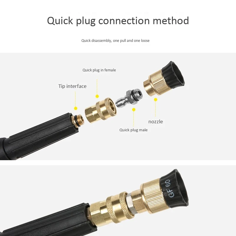 Pressure Washer Adapter Set Quick Connect Nozzle To Wand M22 14Mm To 1/4 Inch