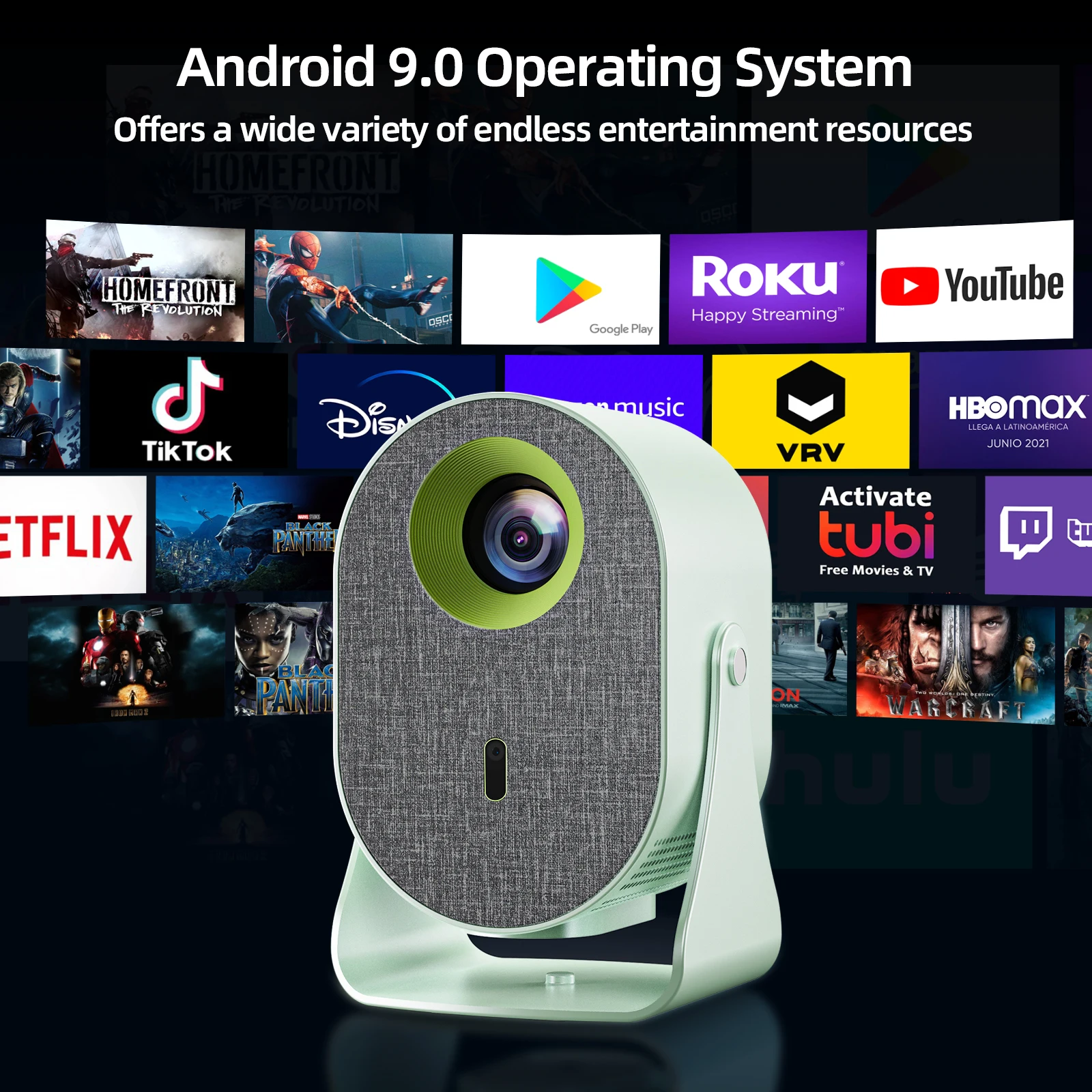 4K Android Wifi 6 Full Hd 720P HD Projector Semi-enclosed vertical PTZ projector 180ANS LED Portable 2.4G 5G with Remote Control