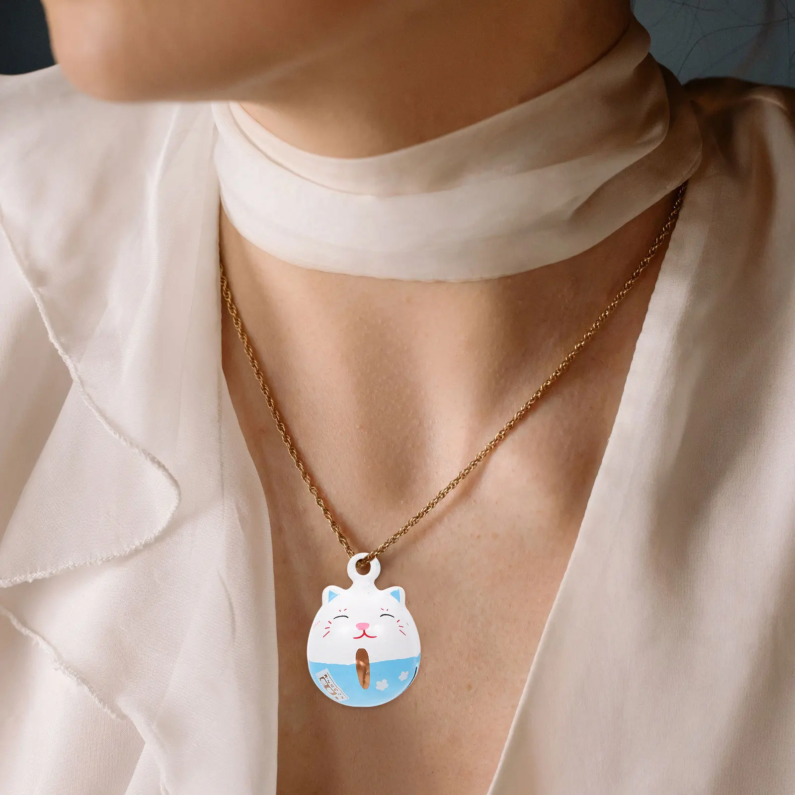 

10Pcs Cat Bells Blue White DIY Accessory Material Lovely Bell Pendant Durable Home Decor Craft Item Jewelry Holiday Decoration