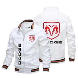 Motorcycle Jacket 2024 Spring and Autumn New Dodge Logo Car Print Jacket Men's Casual Outdoor Fashion Zipper Sport Jacket Coats