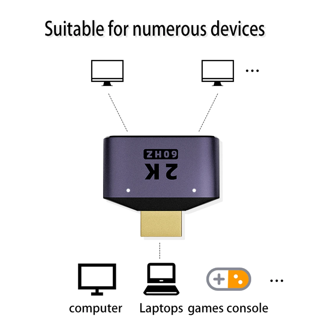 1to2 HDMI-compatible 1 Male to 2 Female Splitter Cable Adapter 1 In 2 Out Converter 60HZ/8Gbps 2K VD HDTV Xbox PS4 STB Projector